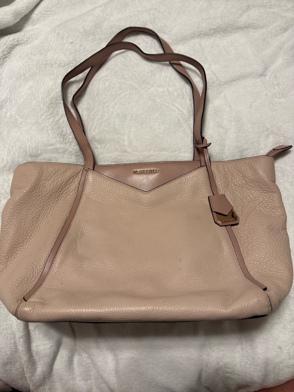 Michael Kors Whitney Small Soft Pink Pebbled Leather Top Zip Tote